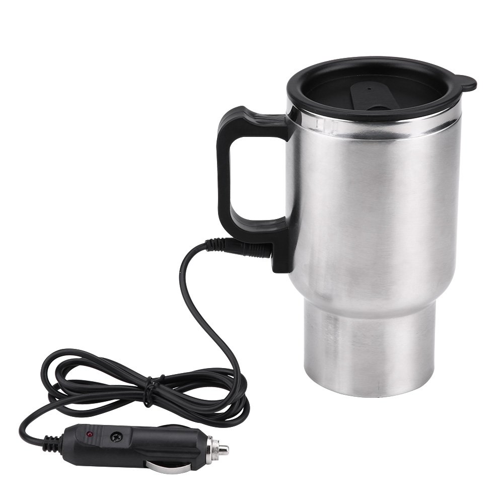 Psytfei Car Heating Cup 12V Car Heated Mug Stainless Steel Travel Mug Electric Temperature Control Car Coffee Cup Warmer 450ml Universal Car Water Heater Mug with Heater