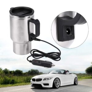 Psytfei Car Heating Cup 12V Car Heated Mug Stainless Steel Travel Mug Electric Temperature Control Car Coffee Cup Warmer 450ml Universal Car Water Heater Mug with Heater