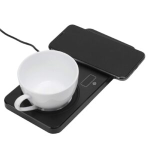 zopsc-1 2 in 1 coffee mug warmer phone wireless charger drink heating warmer magnetic usb charging us plug