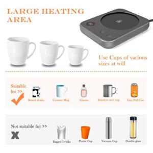 Coffee Mug Warmer,AURUZA Smart Warmer for Coffee,Tea,Beverage,Milk,Hot Chocolate,Great Gifts Choice for Desk Office Home Use,Auto Shut-Off & 3 Temp (131°F- 158°F- 176°) Settings Metal Gray