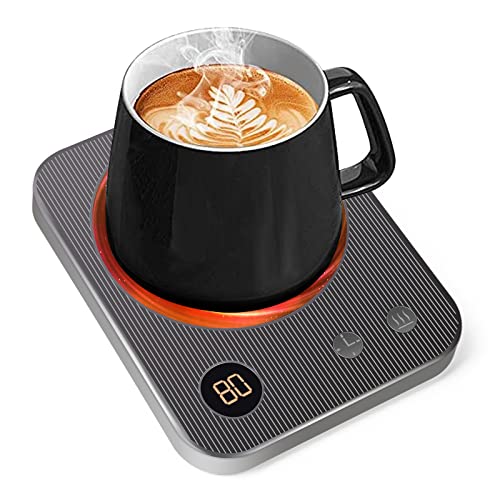 Coffee Mug Warmer,AURUZA Smart Warmer for Coffee,Tea,Beverage,Milk,Hot Chocolate,Great Gifts Choice for Desk Office Home Use,Auto Shut-Off & 3 Temp (131°F- 158°F- 176°) Settings Metal Gray