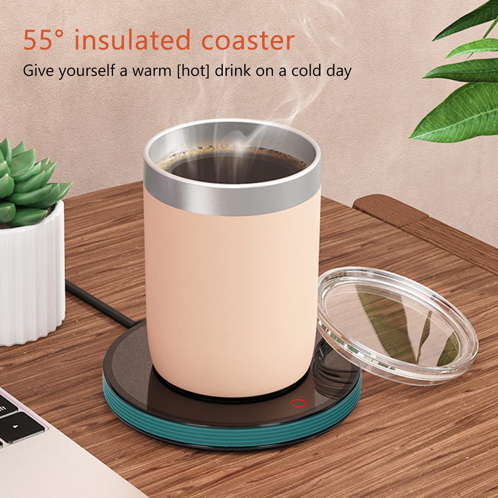 Coffee Mug Warmer for Home Office Desk Smart Temperature Settings Electric Beverage Tea Water Milk Warmer for All Cups and Mugs Heating Plate Candle Wax Warmer(Blackish Green)