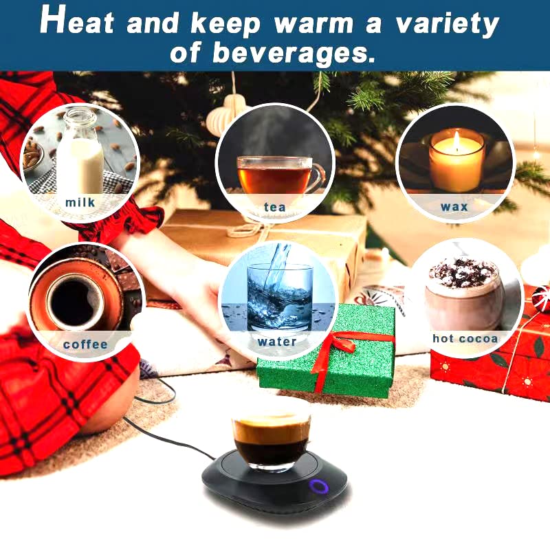 Electric Thermostat Coaster Auto Shut Off Candle Wax Cup Warmer for Hot Coffee Milk Tea Water Cocoa Warmer Desk Home Office Use Christmas Birthday Gift