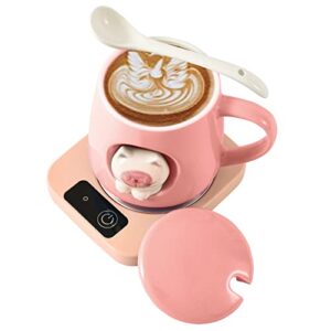 swimery mug warmer - coffee mug warmer keep a constant temperature of 135℉ - coffee cup warmer for cocoa tea water and milk （no cup）, pink