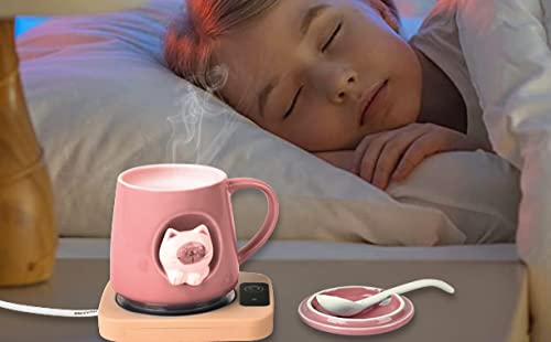 SWIMERY Mug Warmer - Coffee Mug Warmer Keep a Constant Temperature of 135℉ - Coffee Cup Warmer for Cocoa Tea Water and Milk （No Cup）, Pink