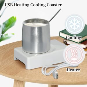 Cup Cooler Coffee Warmer, Dual Use USB Keep Cooler Warmer Cup Beverage Cans Cooler and Warmer Heater Chilling Coasters Portable Cup Warmer for Travel, Office Desks and Home