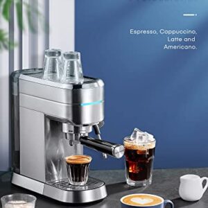 HOUSNAT Espresso Machine, 20 Bar Espresso Coffee machine and Cappuccino Maker with Milk Frother Wand, Automatic Espresso Latte Maker for Espresso, Cappuccino, Latte and Mocha, Compact Design