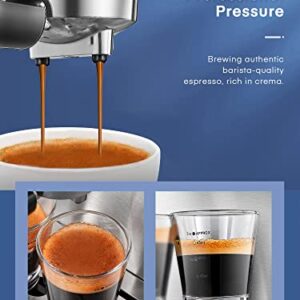 HOUSNAT Espresso Machine, 20 Bar Espresso Coffee machine and Cappuccino Maker with Milk Frother Wand, Automatic Espresso Latte Maker for Espresso, Cappuccino, Latte and Mocha, Compact Design