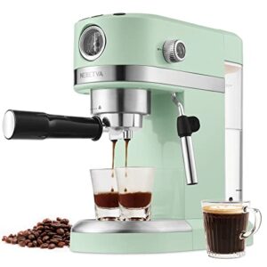 Neretva 20 Bar Espresso Coffee Machine with Steam Wand for Latte Espresso and Cappuccino, Compact Espresso Maker For Home Barista, 1350W Premium Italian High Pressure - Mint Green