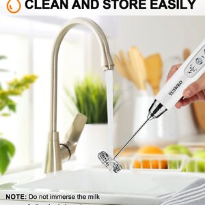 YUSWKO Rechargeable Milk Frother Handheld with 3 Heads, Cream Coffee Electric Whisk Drink Foam Mixer, Mini Hand Stirrer with 3 Speeds Adjustable for Latte, Cappuccino, Hot Chocolate, Egg