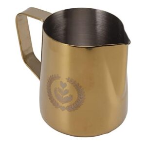 Milk Frother Pitcher, Espresso Steaming Pitchers ,Coffee Machine Accessories ,Wear Proof Eagle Spout Coffee Frother Cup 600ml Scale Inside Resistance for Shop ( Gold)