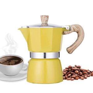 narce stovetop espresso maker moka pot 3 cup - 5oz| yellow - cuban coffee maker| stove top coffee maker| moka italian espresso |greca coffee maker| aluminum