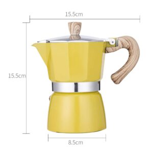 NARCE Stovetop Espresso Maker Moka Pot 3 Cup - 5oz| Yellow - Cuban Coffee Maker| Stove top coffee maker| Moka Italian espresso |greca coffee maker| Aluminum