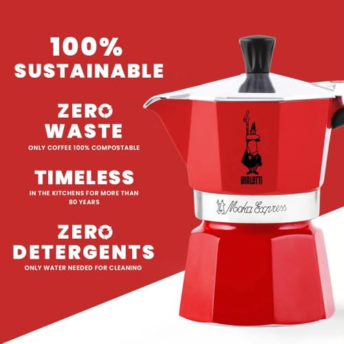 Bialetti 4942 Moka Express Espresso Maker,3 cups Red