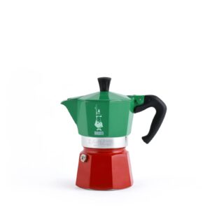 bialetti - moka express italia collection: iconic stovetop espresso maker, makes real italian coffee, moka pot 6 cups (9 oz - 270 ml), aluminium, colored in red green silver