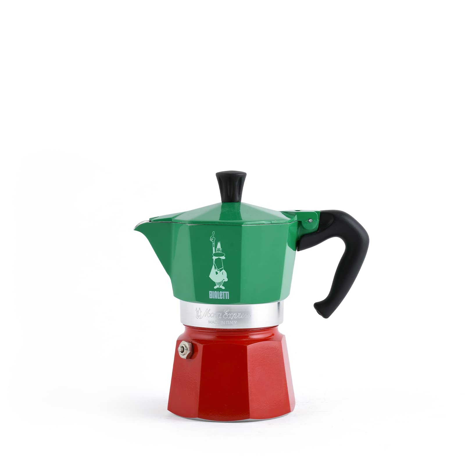 Bialetti - Moka Express Italia Collection: Iconic Stovetop Espresso Maker, Makes Real Italian Coffee, Moka Pot 6 Cups (9 Oz - 270 Ml), Aluminium, Colored in Red Green Silver