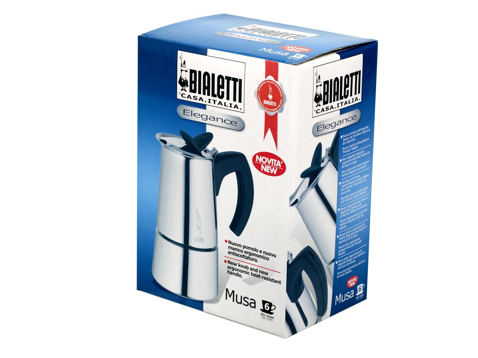 Bialetti - Musa, Stovetop Coffee Maker, Suitable for all Types of Hobs, Stainless Steel, 6 Cups, Silver