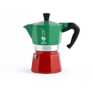 Bialetti - Moka Express Italia Collection: Iconic Stovetop Espresso Maker, Makes Real Italian Coffee, Moka Pot 3 Cups (4.3 Oz - 130 Ml), Aluminium, Colored in Red Green Silver