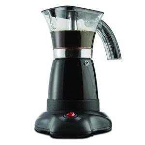 brentwood electric moka pot espresso machine, 6-cup, black