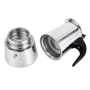 Coffee Maker, Stainless Steel Moka Coffee Pot Stovetop Latte Maker Percolator Stove Top Filter Coffee Maker Pot Easy Clean (100ML 2 Cup )