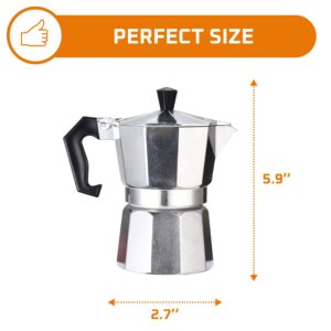 Bruntmor Espresso Coffee Maker - Manual Espresso Coffee Machine - Portable Coffee Brewer, Moka Pot, Coffee Percolator - Stovetop Coffee Maker for Espresso, Coffee or Cappuccino - Small Coffee Pot