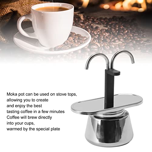 GOWENIC 2 Cup Stovetop Espresso Maker, Moka Pot Classic Italian Coffee Maker Espresso Maker Stovetop, 100ML Double Head Stainless Steel, DIY Conduit Coffee Pot