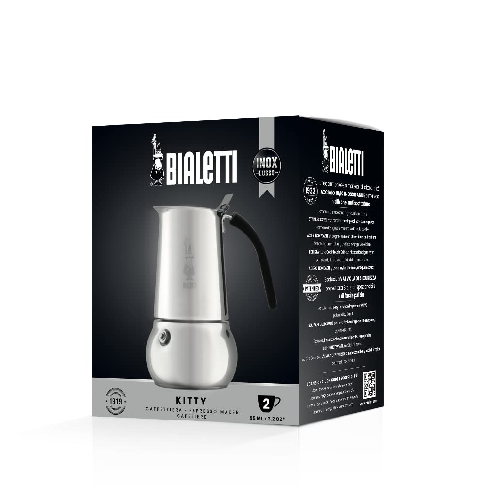 Bialetti CD Cafetière Kitty 2tz, Steel, Silver