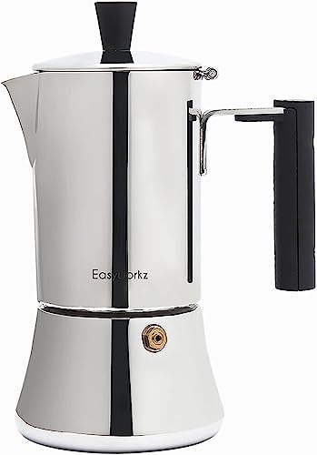 Easyworkz Pedro Stovetop Espresso Maker 6Cup 300ml Stainless Steel Italian Coffee Machine Maker Moka Pot Induction Espresso Pot