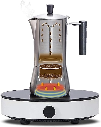 Easyworkz Pedro Stovetop Espresso Maker 6Cup 300ml Stainless Steel Italian Coffee Machine Maker Moka Pot Induction Espresso Pot