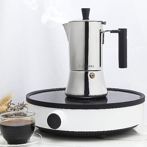 Easyworkz Pedro Stovetop Espresso Maker 6Cup 300ml Stainless Steel Italian Coffee Machine Maker Moka Pot Induction Espresso Pot