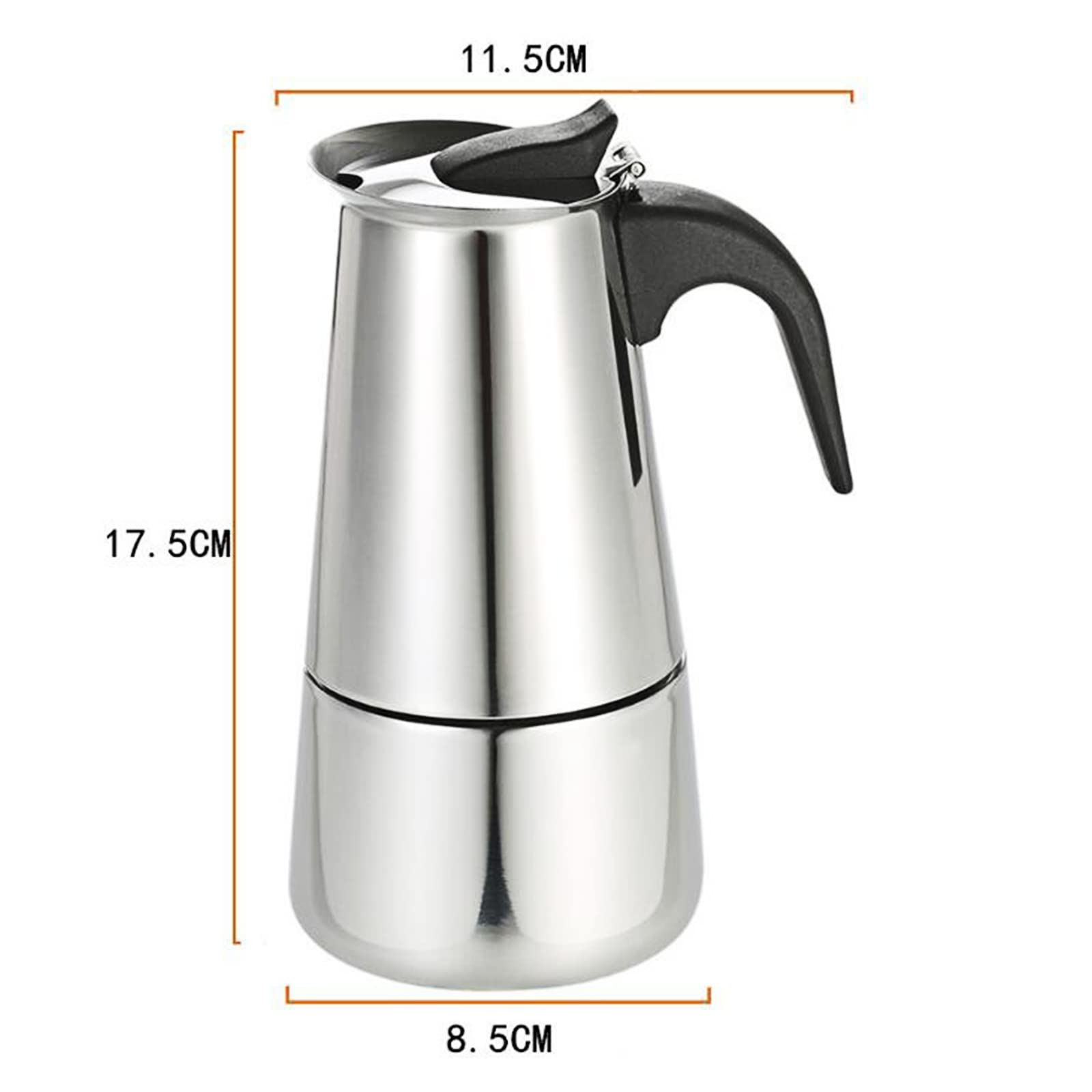 FLYHERO Moka Pot Stainless Steel Coffee Pot Stovetop Espresso Maker Percolator Italian Coffee Maker 200ml/7oz/4 cup W/Electric Stove (4 Cup)