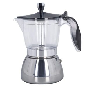 totitom stovetop coffee maker 6 cup moka pot clear abs top stainless steel coffee making pot for home office coffee maker espresso maker
