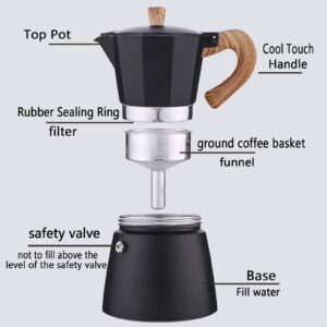 AIFUSI Moka Pot, Italian Coffee Pot 6 Cup/10 oz Stovetop Espresso Maker Stovetop Camping Manual Cuban Coffee Percolator Machine Italian Espresso Greca Coffee Maker Brewer Percolator