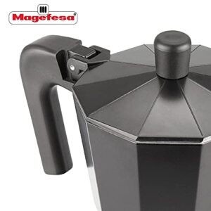 MAGEFESA ® Kenia Noir Stovetop Espresso Coffee Maker, 6 cups / 10 oz, make your own home italian coffee with this moka pot cuban cooffe, made in black enamelled aluminum, safe and easy to use, café