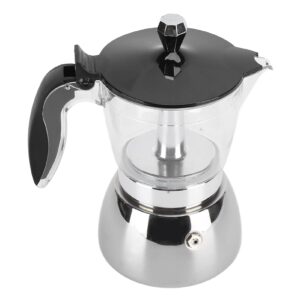 fdit classic stovetop maker, 6 cups stainless steel coffee pot italian octagonal household brewing cup coffee moka pot