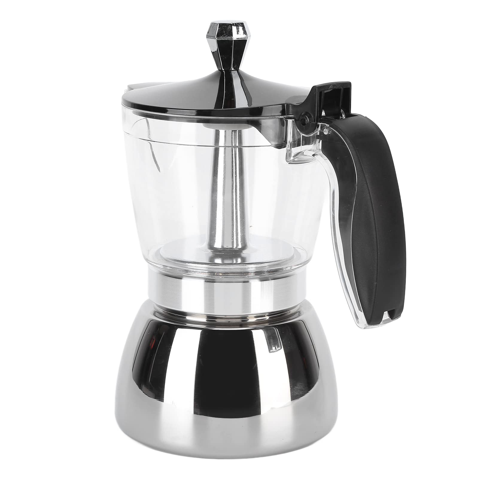 Fdit Classic Stovetop Maker, 6 Cups Stainless Steel Coffee Pot Italian Octagonal Household Brewing Cup Coffee Moka Pot