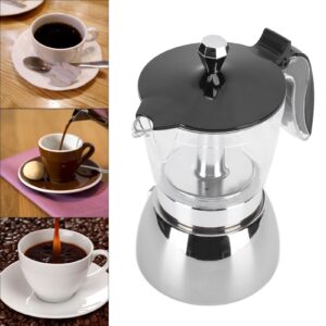 Fdit Classic Stovetop Maker, 6 Cups Stainless Steel Coffee Pot Italian Octagonal Household Brewing Cup Coffee Moka Pot