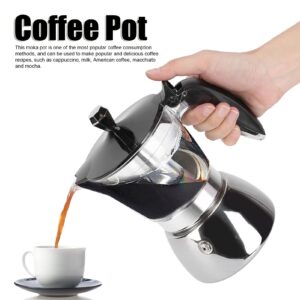 Fdit Classic Stovetop Maker, 6 Cups Stainless Steel Coffee Pot Italian Octagonal Household Brewing Cup Coffee Moka Pot