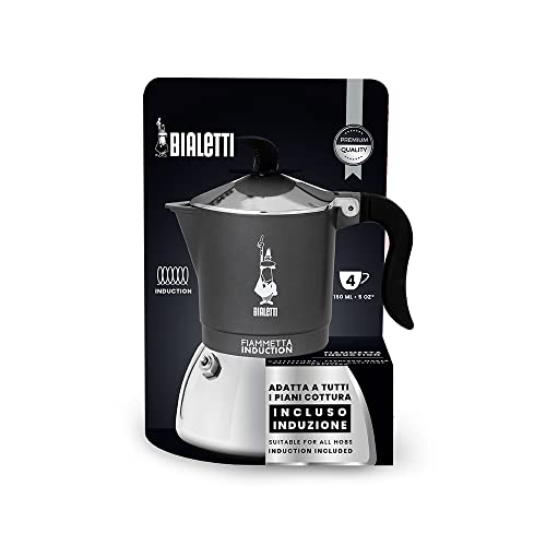 Bialetti Fiammetta Moka Pot – 4 Cup Espresso Maker – Grey Italian Stovetop Coffee Maker – Compatible with Induction Hobs