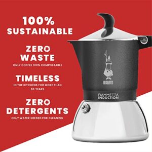 Bialetti Fiammetta Moka Pot – 4 Cup Espresso Maker – Grey Italian Stovetop Coffee Maker – Compatible with Induction Hobs