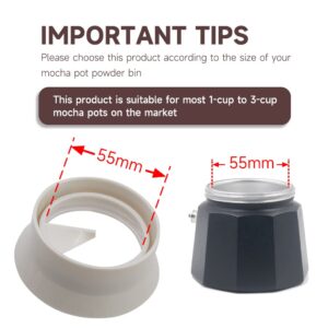 SHANGFEI Dosing ring for moka pot,Coffee powder filler funnel,Anti-flying powder,Moka pot accessories (55mm for 1-3cup moka pot)