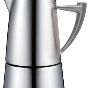 CUISINOX Roma Satin Stainless Steel Moka Pot Stovetop Espresso Maker, 10-Cup