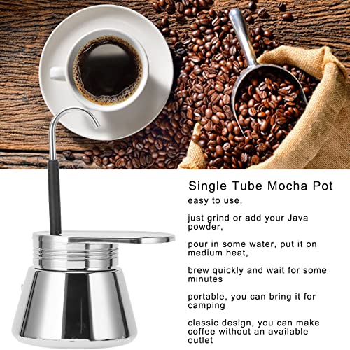 Single Spout Mocha Pot, Stainless Steel Espresso Maker Coffee Pot Lightweight Cafe Maker Portable Outdoor Camping Brewed Coffee Cup for All Electric Ceramic Gas Stovetops(200ml)