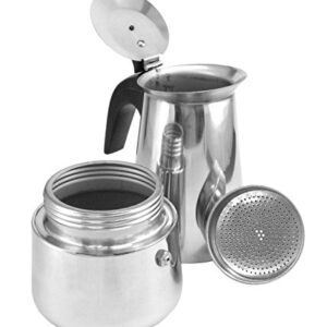 6 Cup Brew-fresh Stainless Steel Italian Style Expresso Coffee Maker for Use on Gas Electric and Ceramic Cooktops(an Expresso Cup Is Apx 2.50 Ounces, or 70ml)