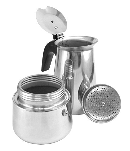 6 Cup Brew-fresh Stainless Steel Italian Style Expresso Coffee Maker for Use on Gas Electric and Ceramic Cooktops(an Expresso Cup Is Apx 2.50 Ounces, or 70ml)