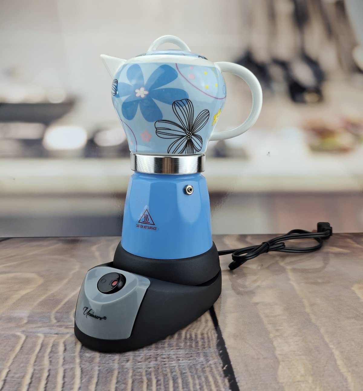 6 Cup Uniware Professional Electric Espresso/Moka Coffee Maker (Blue)