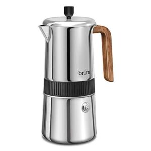 brim 6 cup moka maker with wood pattern handle