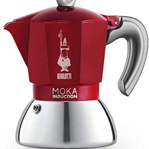 Bialetti New Moka Induction Coffee Maker Moka Pot, 4 Cups, 150 ml, Aluminium, Red: Italian Made