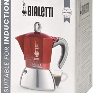 Bialetti New Moka Induction Coffee Maker Moka Pot, 4 Cups, 150 ml, Aluminium, Red: Italian Made