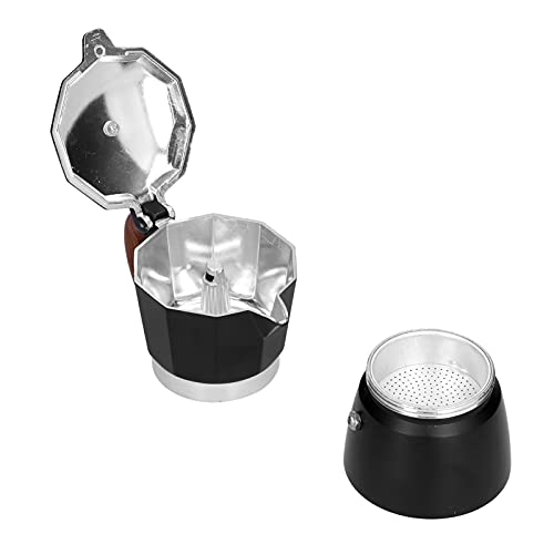 Tissting Moka Pot Aluminum Alloy Espresso Maker Italian Style Classic Coffee Brewer Retro Black Coffee Percolator(Large 300ml)